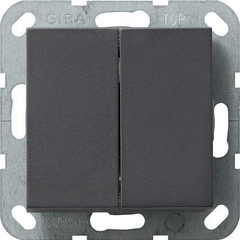 Переключатель кнопочный двухклавишный перекрестный Gira System 55 10A 250V антрацит 012828