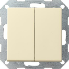 Выключатель кнопочный двухклавишный Gira System 55 10A 250V кремовый глянцевый 012501